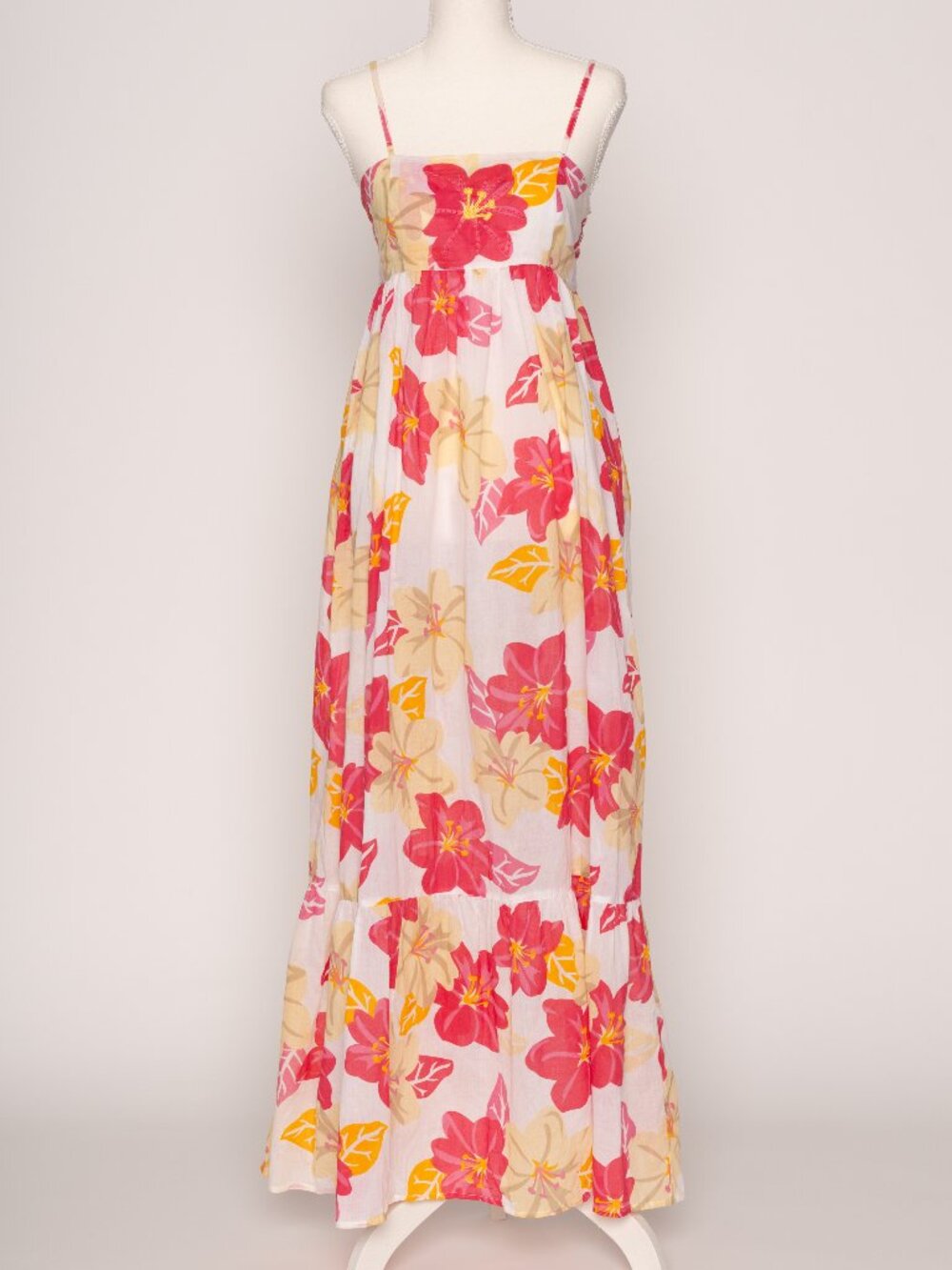 OndadeMar 100% Cotton Medium Floral Maxi Dress Luxury Resortwear Vacation Beachy